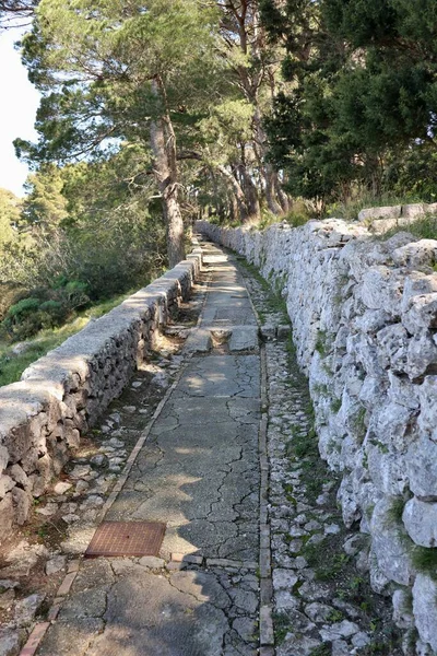 Capri Campania Italy March 2022 Street Section Tiberio Connects Archaeological — стоковое фото