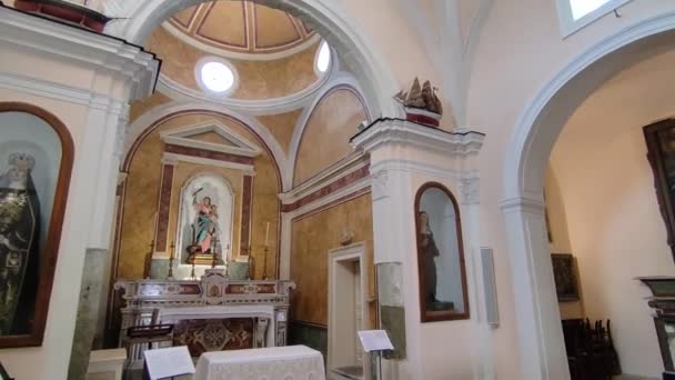 Forio Campania Italië Mei 2022 Interieur Van Veertiende Eeuwse Kerk — Stockvideo