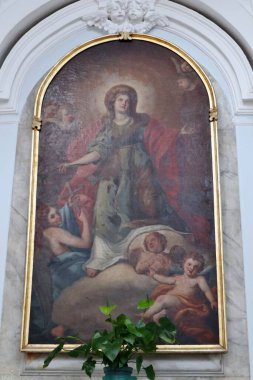 Ischia, Campania, İtalya - 13 Mayıs 2022: 18. yüzyıl Santa Maria delle Grazie Kilisesi ve Araf Ruhları veya Corso Vittoria Colonna 'daki San Pietro Kilisesi