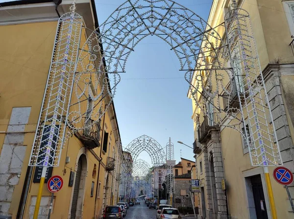 Benevento Campania Italië Juni 2022 Verlichting Aanbouw Corso Dante Voor — Stockfoto