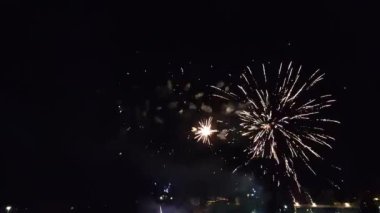 Benevento, Campania, Italy - July 3, 2022: Fireworks at the end of the Feast of the Madonna delle Grazie on the Calore riverside