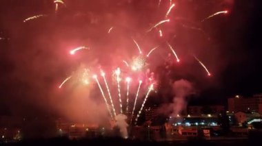 Benevento, Campania, Italy - July 3, 2022: Fireworks at the end of the Feast of the Madonna delle Grazie on the Calore riverside