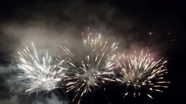 Benevento, Campania, Italy - July 3, 2022: Fireworks at the end of the Feast of the Madonna delle Grazie on the Calore riverside