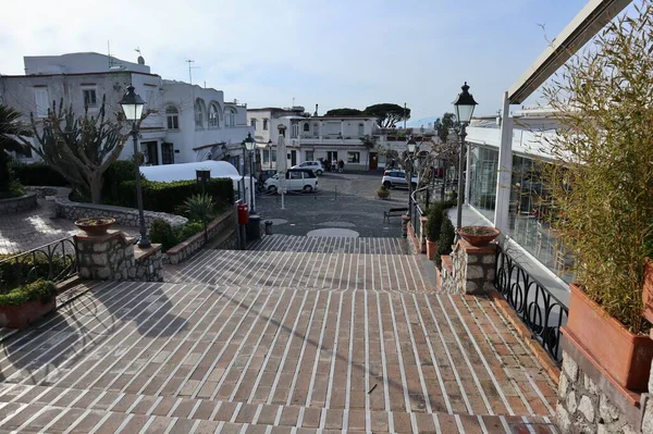 Anacapri Kampánie Itálie Března 2022 Schodiště Náměstí Piazza Della Vittoria — Stock fotografie