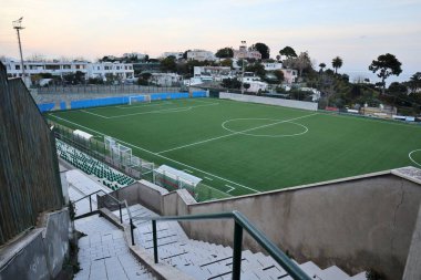 Anacapri, Campania, Italy - March 12, 2022: View of the San Costanzo Municipal Stadium from the Scala Fenicia