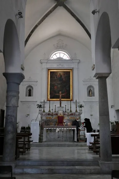 Capri Campania Italia Marzo 2022 Interior Iglesia Medieval San Costanzo —  Fotos de Stock