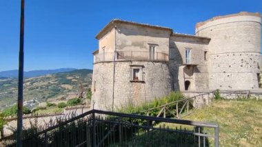 Ferrazzano, Molise, Italy - July 13, 2022: Overview of the sixteenth century Carafa Castle from Piazza Spensieri