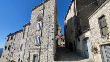 Ferrazzano, Molise, Italy - July 13, 2022: Overview of the village from the alleys of the old town