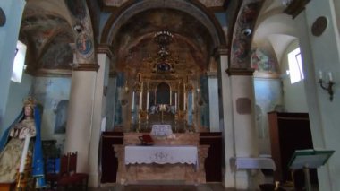 Oratino, Molise, Italy - July 13, 2022: Interior overview of the eighteenth-century Church of Santa Maria di Loreto