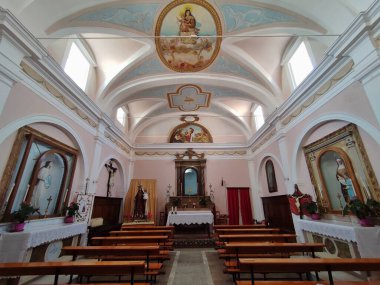 Ferrazzano, Molise, Italy - July 13, 2022: Interior of the sixteenth-century Church of Santa Croce