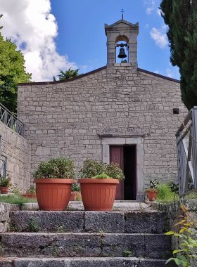 Ferrazzano, Molise, Italy - July 13, 2022: Small cemetery church dedicated to Sant'Onofrio dating back to the 14th century