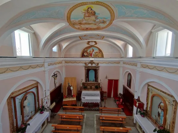 Ferrazzano, Molise, Italy - July 13, 2022: Interior of the sixteenth-century Church of Santa Croce