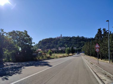 Ferrazzano, Molise, Italy - July 13, 2022: Panorama of the village from the provincial road
