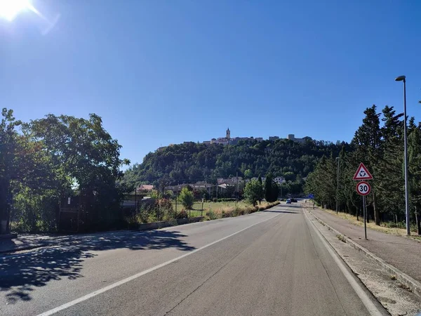 Ferrazzano, Molise, Italy - July 13, 2022: Panorama of the village from the provincial road