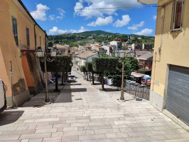 Mirabello Sannitico, Molise, Italy - July 13, 2022: Panorama of the historic center from Via Salita Chiesa