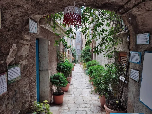 Oratino, Molise, Italy - July 13, 2022: Glimpse of the Vicolo del Bacio from Via Vittorio Emanuele