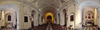 Anacapri, Campania, Italy - March 12, 2022: Panoramic photo of the seventeenth-century church of Santa Sofia in Piazza Diaz