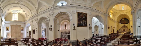 Anacapri, Campania, Italy - March 12, 2022: Panoramic photo of the seventeenth-century church of Santa Sofia in Piazza Diaz