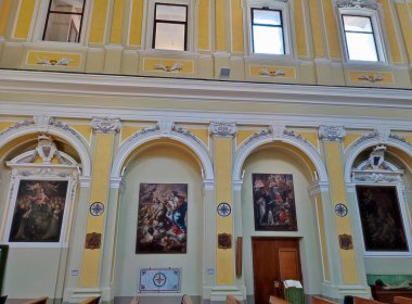 Vietri sul Mare, Campania, Italy - September 7, 2021: Interior of the seventeenth-century Cathedral of San Giovanni Battista