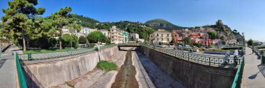 Vietri sul Mare, Campania, Italy - September 7, 2021: Panoramic photo of the Bonea River from the Via Petrarca waterfront bridge