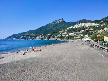 Vietri sul Mare, Campania, Italy - September 7, 2021: Beaches of the promenade of Via Petrarca