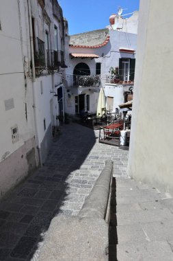 Forio, Campania, Italy - May 13, 2022: Glimpse of the village from the alleys of the historic center
