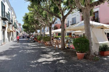 Forio, Campania, Italy - May 13, 2022: Glimpse of the village from the alleys of the historic center