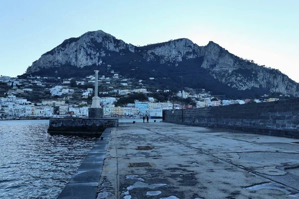 Capri Campania Itália Março 2022 Vislumbre Porto Marina Grande Pôr — Fotografia de Stock