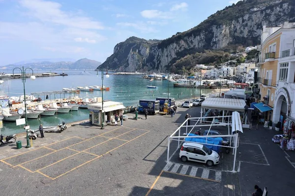 Capri Kampanien Italien Mars 2022 Utsikt Över Hamnen Från Marina — Stockfoto