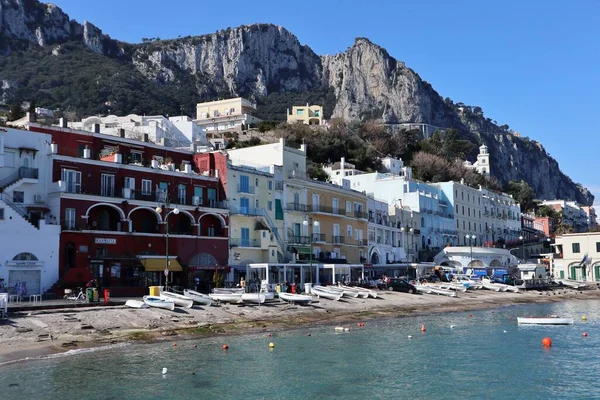 Capri Kampanien Italien Mars 2022 Glimtar Hamnen Marina Grande Morgonen — Stockfoto