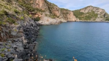 Camerota, Campania, İtalya - 19 Eylül 2022: Torre Zancale 'den Baia Fortuna' nın Genel Görünümü