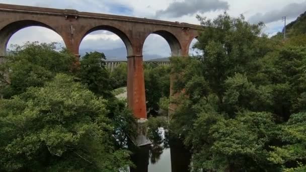 San Severino Campania Italië September 2022 Overzicht Van Spoorbrug Mingardo — Stockvideo