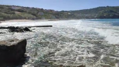 Palinuro, Campania, İtalya - 18 Eylül 2022: Le Saline plajının genel görünümü