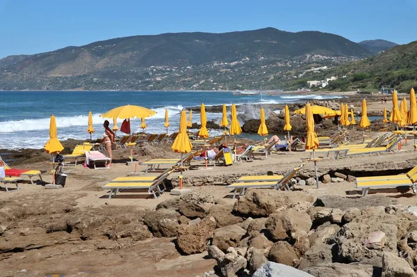 Palinuro Campania Itália Setembro 2022 Trecho Costa Longo Praia Saline — Fotografia de Stock