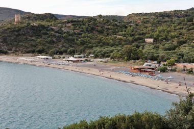 Marina di Camerota, Campania, İtalya - 19 Eylül 2022: Lentiscelle Sahili Glimpse