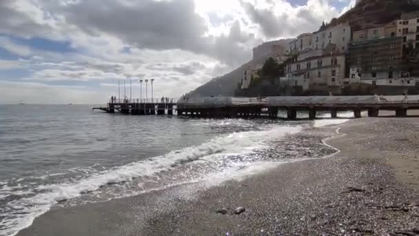 意大利坎帕尼亚实里 2022年10月1日 海滩概览 — 图库视频影像