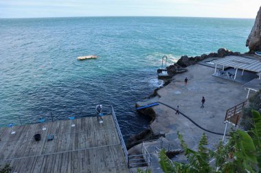Conca dei Marini, Campania, İtalya - 1 Ekim 2022: Lido Capo di Conca Sonbaharda