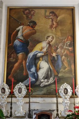 Praiano, Campania, İtalya - 2 Ekim 2022: 16. yüzyıl San Gennaro Kilisesi