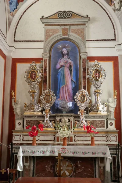 Praiano Kampania Włochy Października 2022 Wnętrze Xvi Wiecznego Kościoła San — Zdjęcie stockowe