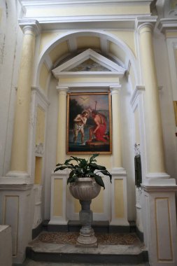 Praiano, Campania, İtalya - 2 Ekim 2022: 16. yüzyıl San Luca Evangelista Kilisesi