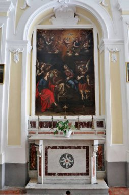 Praiano, Campania, İtalya - 2 Ekim 2022: 16. yüzyıl San Luca Evangelista Kilisesi