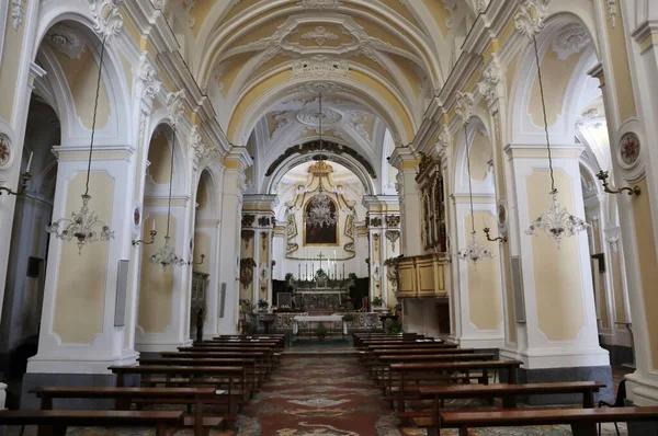 Praiano Campania Italia Octubre 2022 Interior Iglesia San Luca Evangelista —  Fotos de Stock