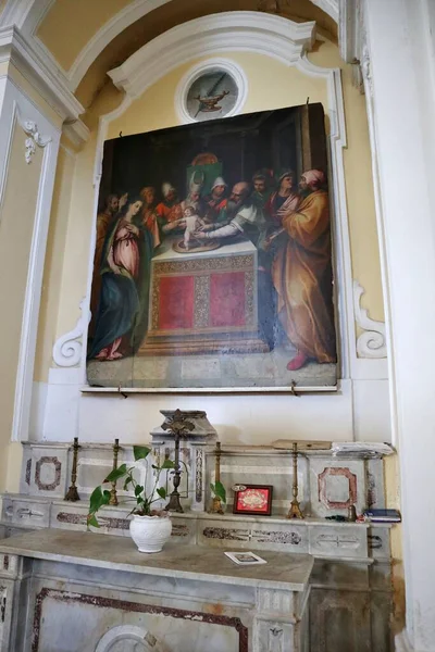 Praiano Campania Italia Octombrie 2022 Interiorul Bisericii San Luca Evangelista — Fotografie, imagine de stoc