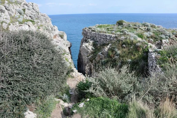Massa Lubrense Campania Italy March 2022 Path Rocks Descends Grotta — Stock Photo, Image