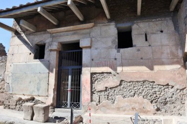 Pompeii, Campania, İtalya - 14 Ekim 2021: Casa dei Ceii, Vicolo del Menandro, Pompeii Arkeoloji Parkı