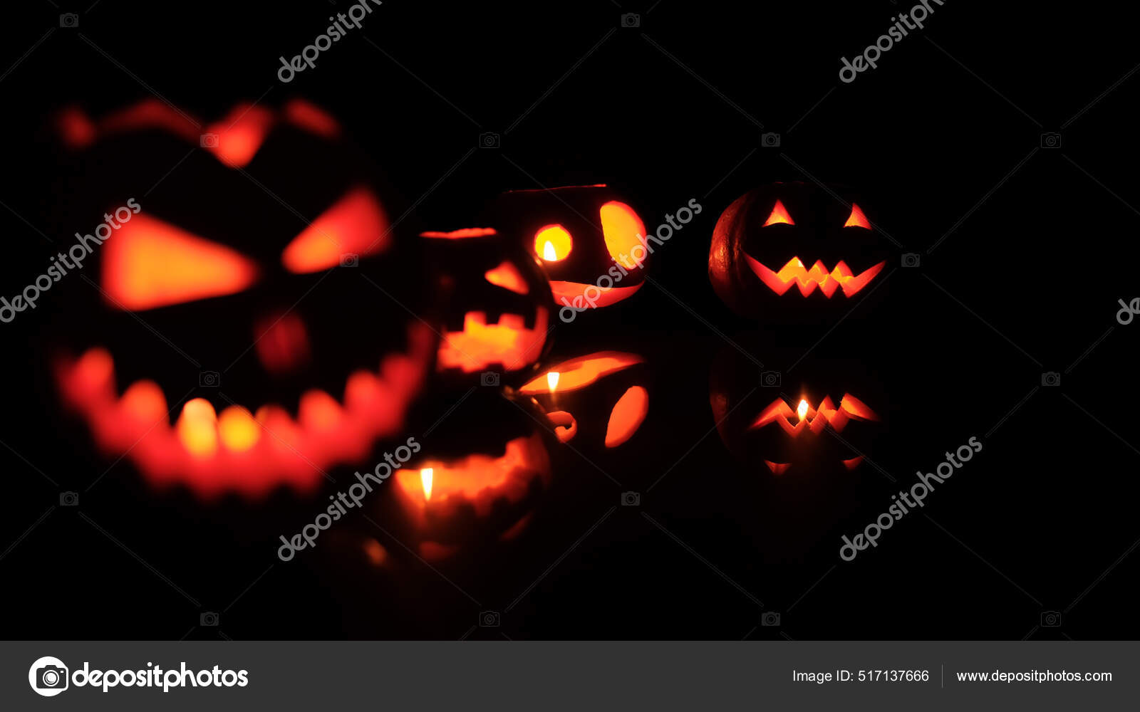 Conjunto De Abóboras Para O Halloween Com Sorriso De Alegria