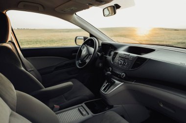 TERNOPIL, Ukrayna - 21 Temmuz 2021: Honda CR-V 'nin İç Görünümü
