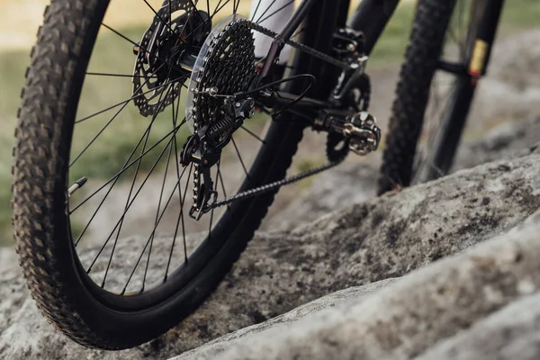 Close View Bicycle Gear Shifting Mechanism Mountain Bike Chain — Foto de Stock