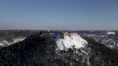 Ukrayna Bölgesindeki 13. yüzyıl Ortaçağ Kremenets Şatosunun Hava Aracı Görünümü