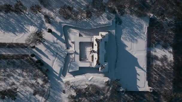 Drohnenflug Von Oben Nach Unten Über Die Historische Alte Burg — Stockvideo